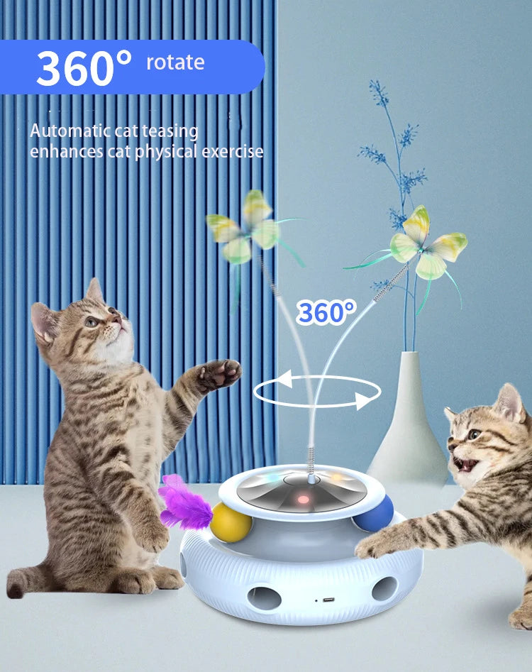 3 in 1 Smart Cat Toy With Automatic Movements! (Butterfly, Feather, Ball and more)