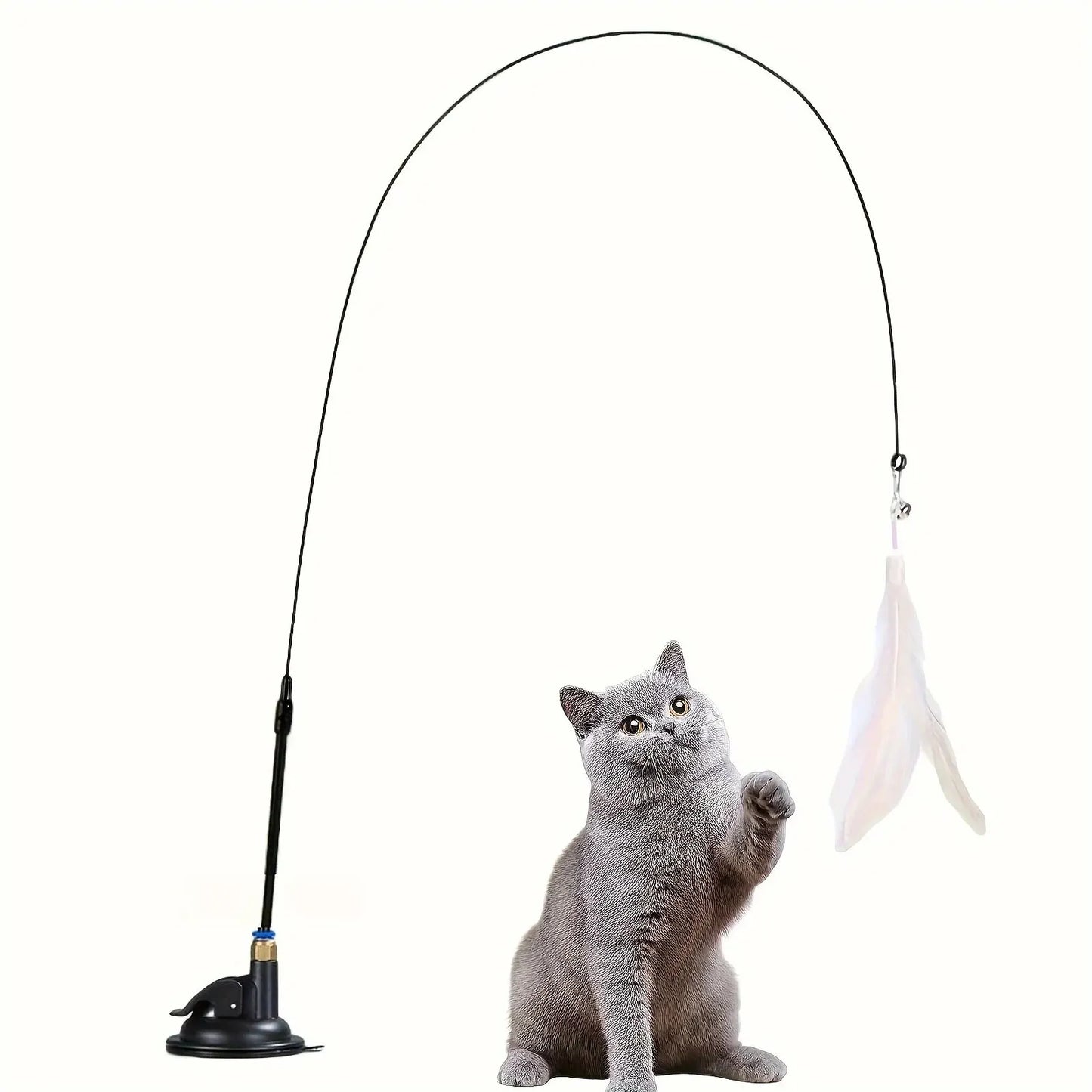 Feather & Bell Teaser Wand – Interactive Cat Toy for Active Play