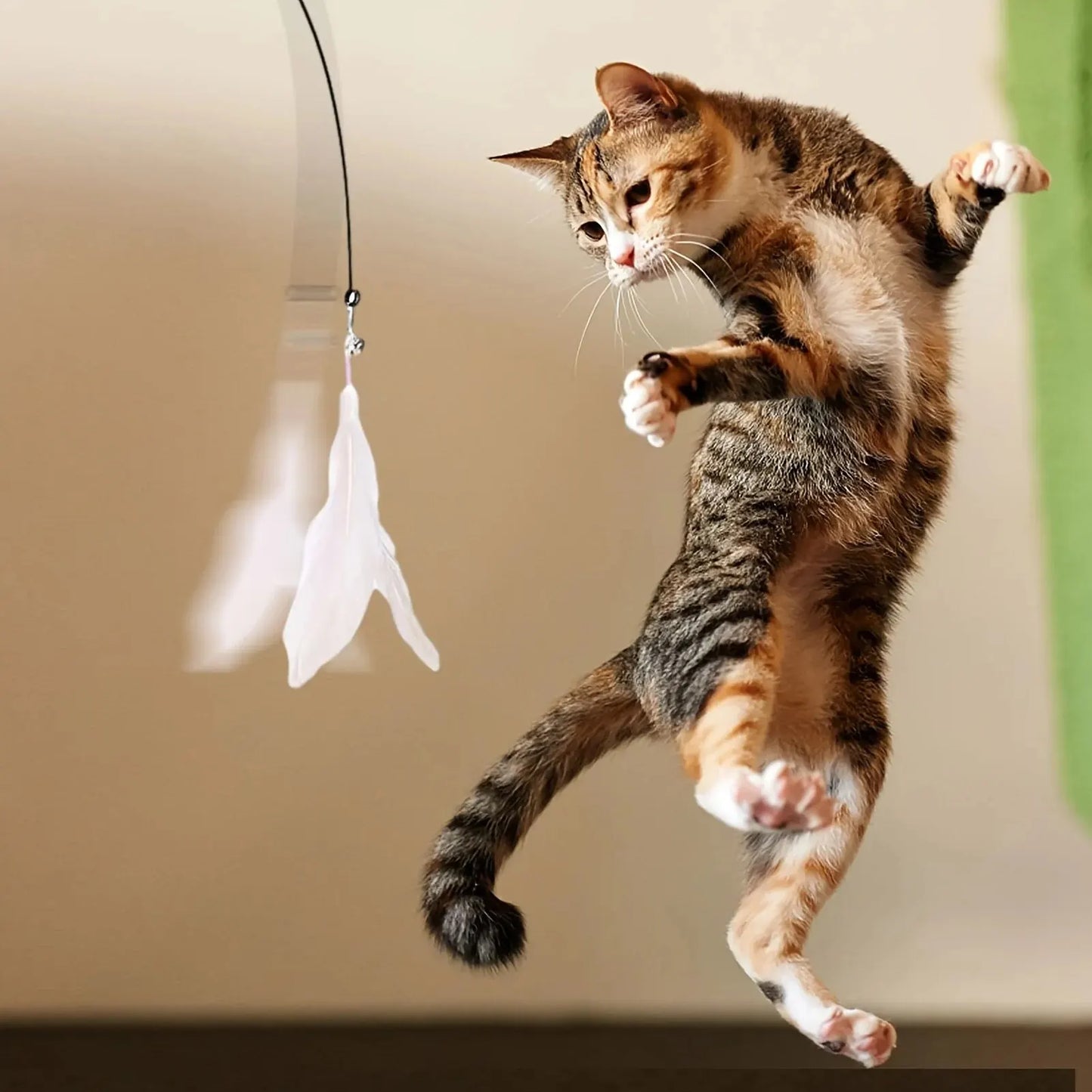 Feather & Bell Teaser Wand – Interactive Cat Toy for Active Play