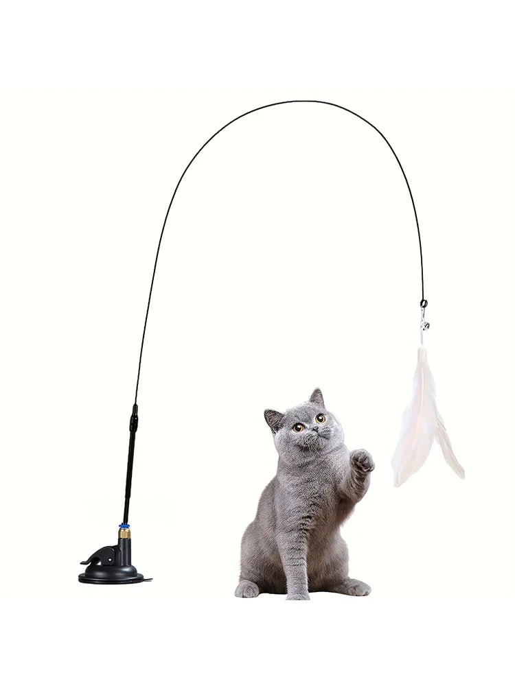 Feather & Bell Teaser Wand – Interactive Cat Toy for Active Play