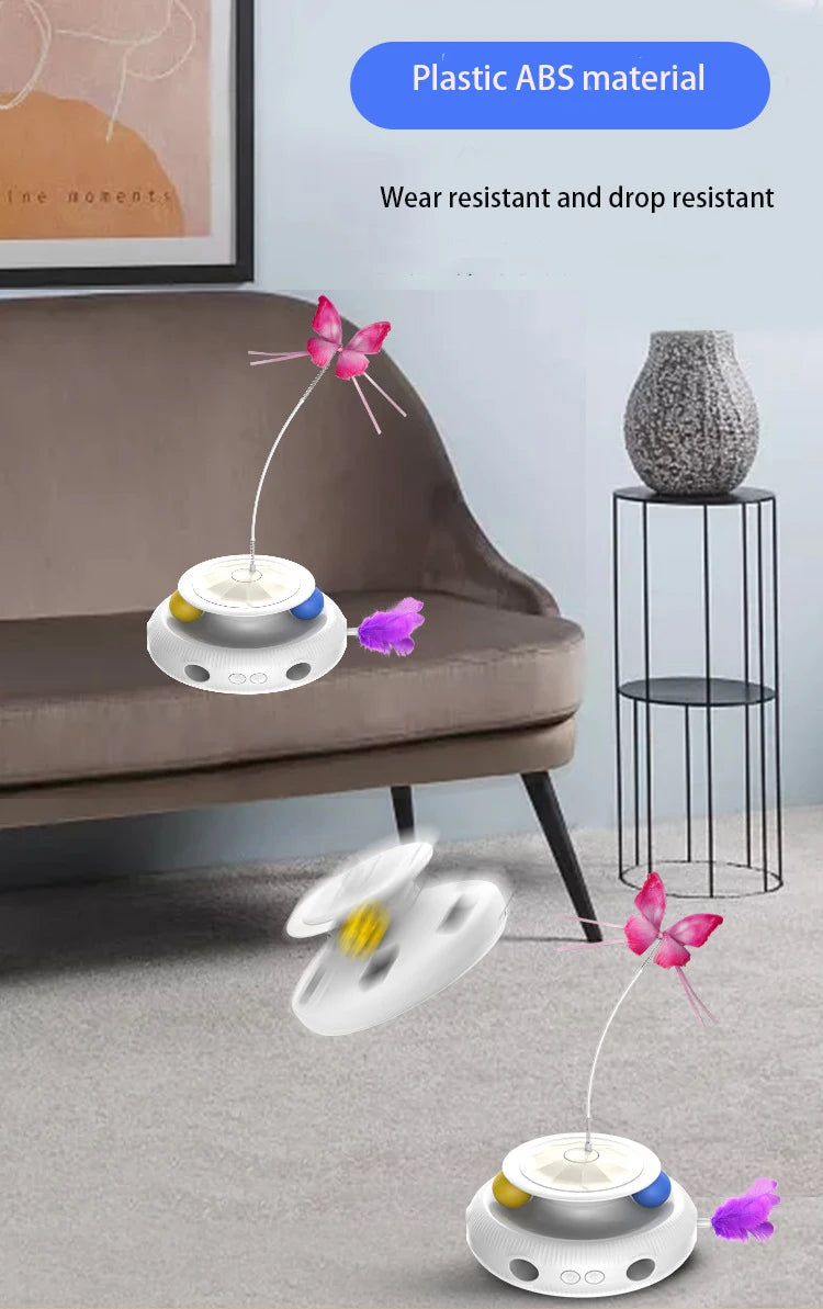 3 in 1 Smart Cat Toy With Automatic Movements! (Butterfly, Feather, Ball and more)