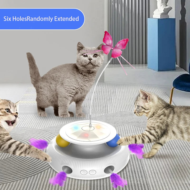 3 in 1 Smart Cat Toy With Automatic Movements! (Butterfly, Feather, Ball and more)