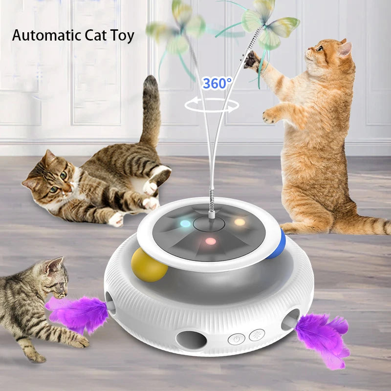 3 in 1 Smart Cat Toy With Automatic Movements! (Butterfly, Feather, Ball and more)