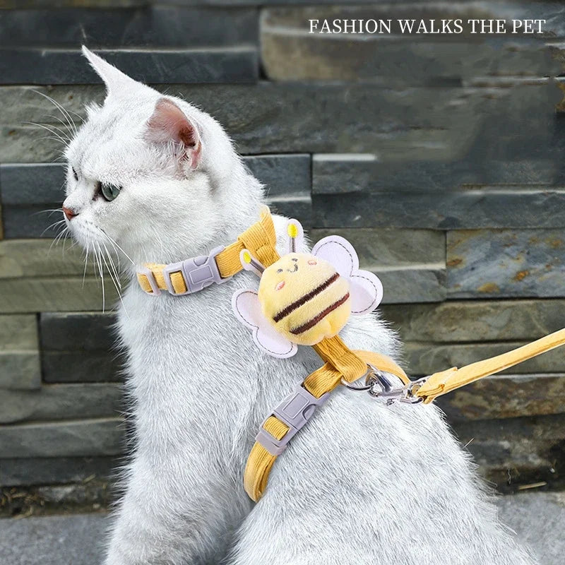 Cat Harness - Adjustable Double Layer Harness with Cute Bee