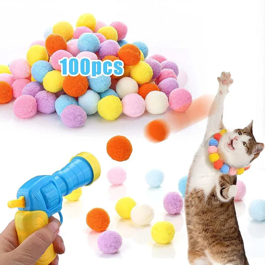 Cat Training Toy – Plush Ball Launcher for Active Play