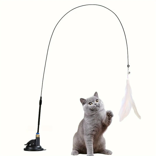 Feather & Bell Teaser Wand – Interactive Cat Toy for Active Play